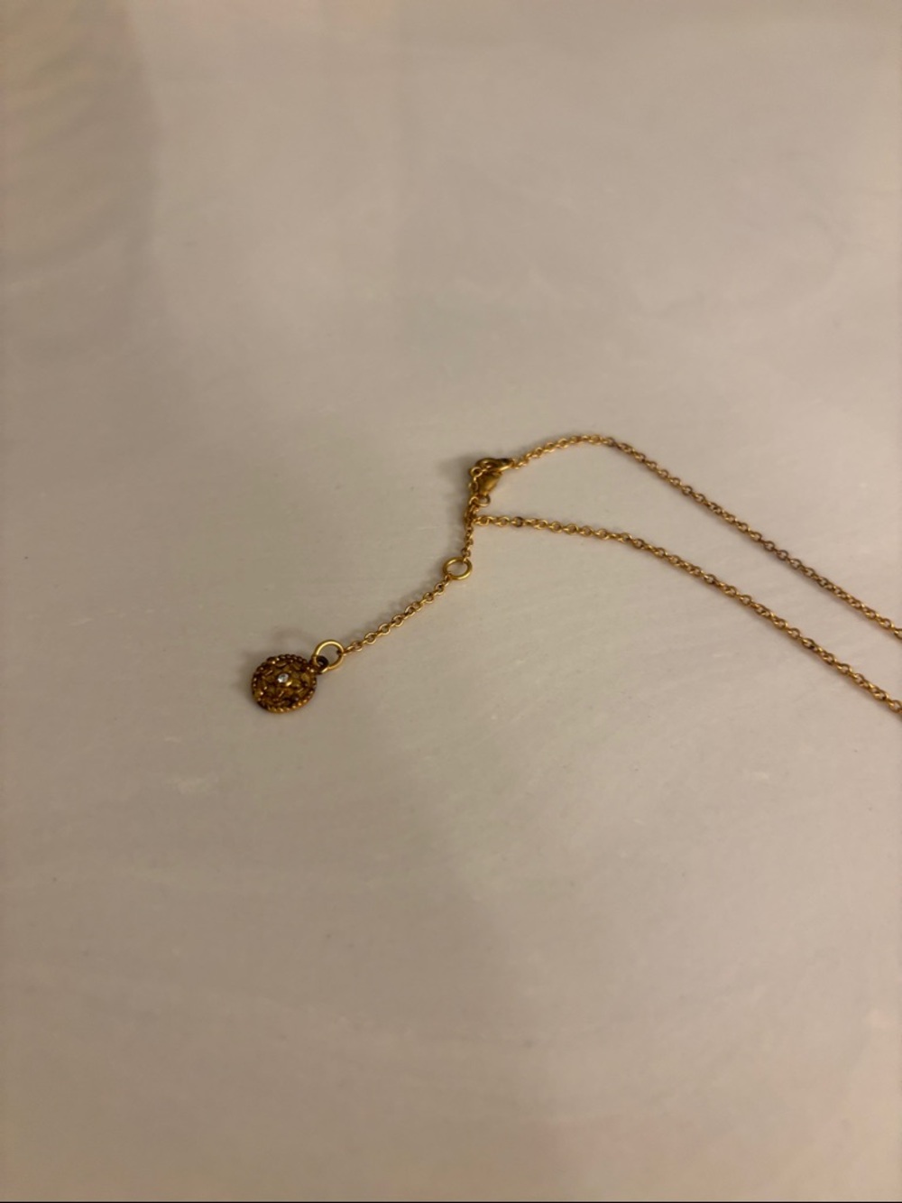 Gold-Tone Necklace with Turquoise Round Pendant - Picture 2 of 4